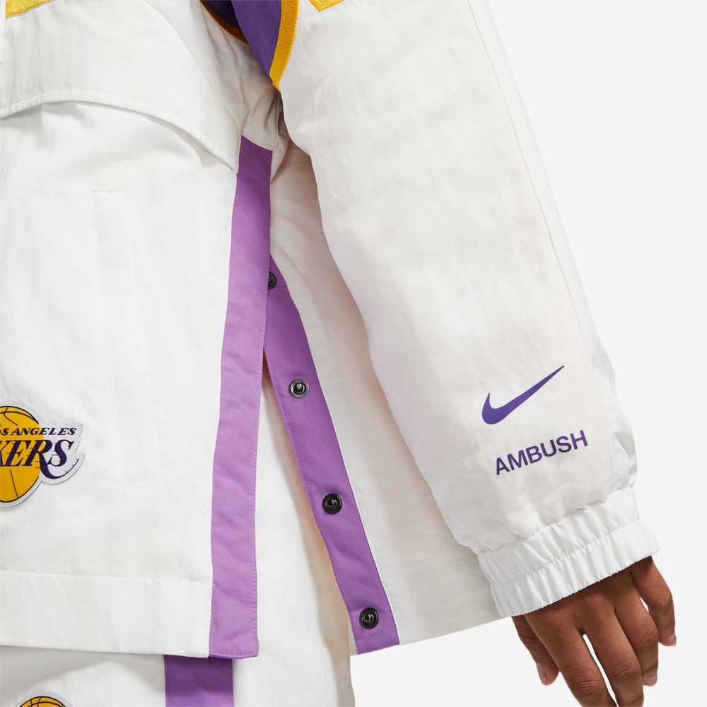 NWT NIKE X AMBUSH LAKERS WHITE PURPLE PUFF JACKET - Picture 10 of 17